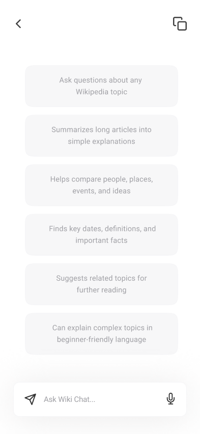 AI Chat — capability cards