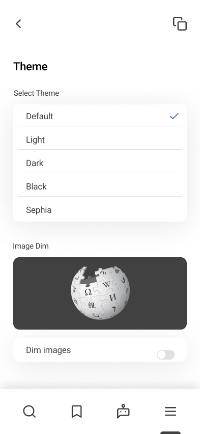 More — Theme picker