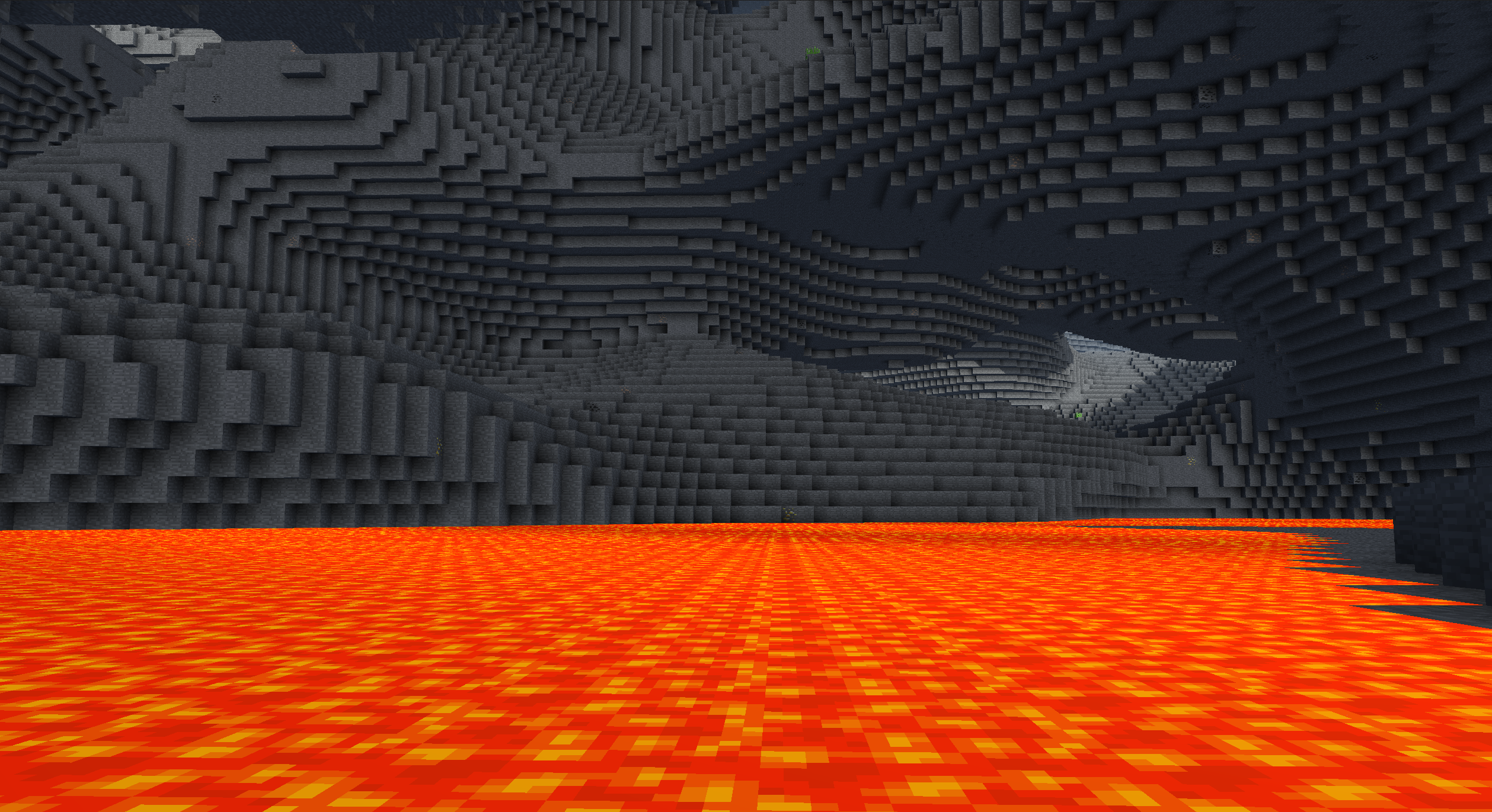 Underground cave with lava lake