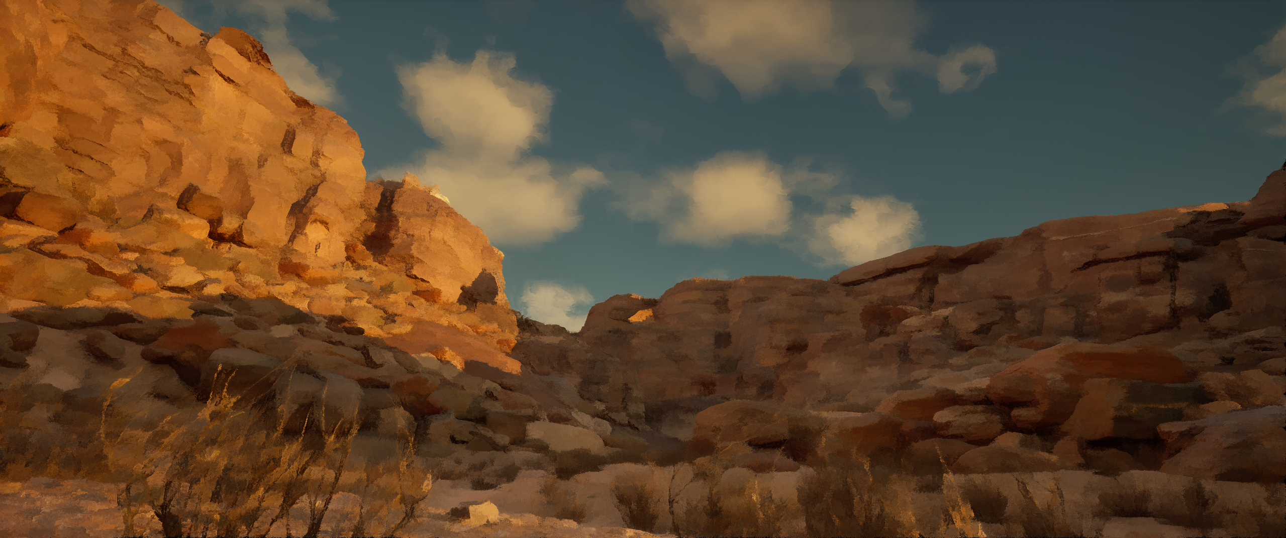 Canyon 1 — on (Kuwahara painterly shader)